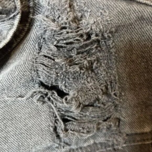 Thread & Supply Jean Jacket Black Distressed Small Item #4 - Picture 3 of 10